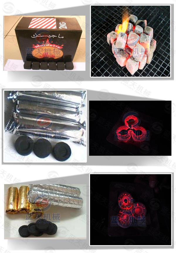 Burning efect and packaging of shisha charcoal briquette machine