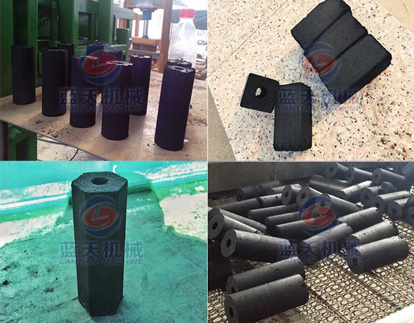 Finished products of briquette charcoal machine