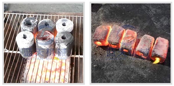 Burning effect of charcoal briquette making machine