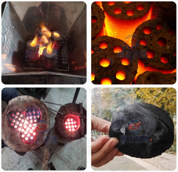 Burning effect of honeycomb charcoal briquette machine
