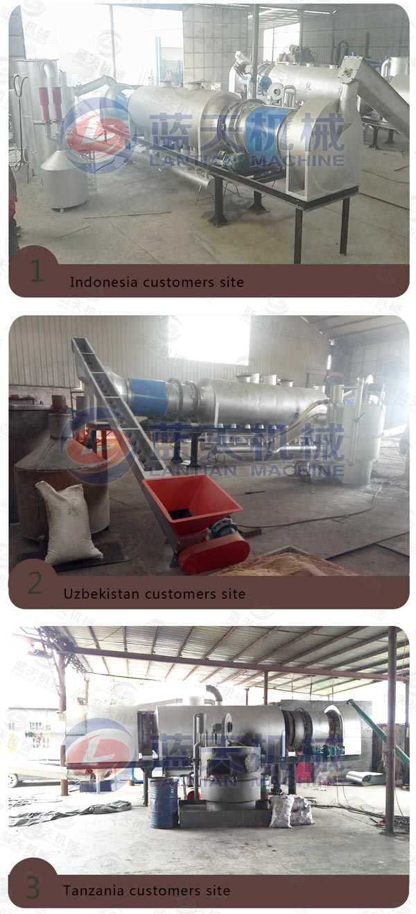 Customers Site of continuous rotary carbonization furnace