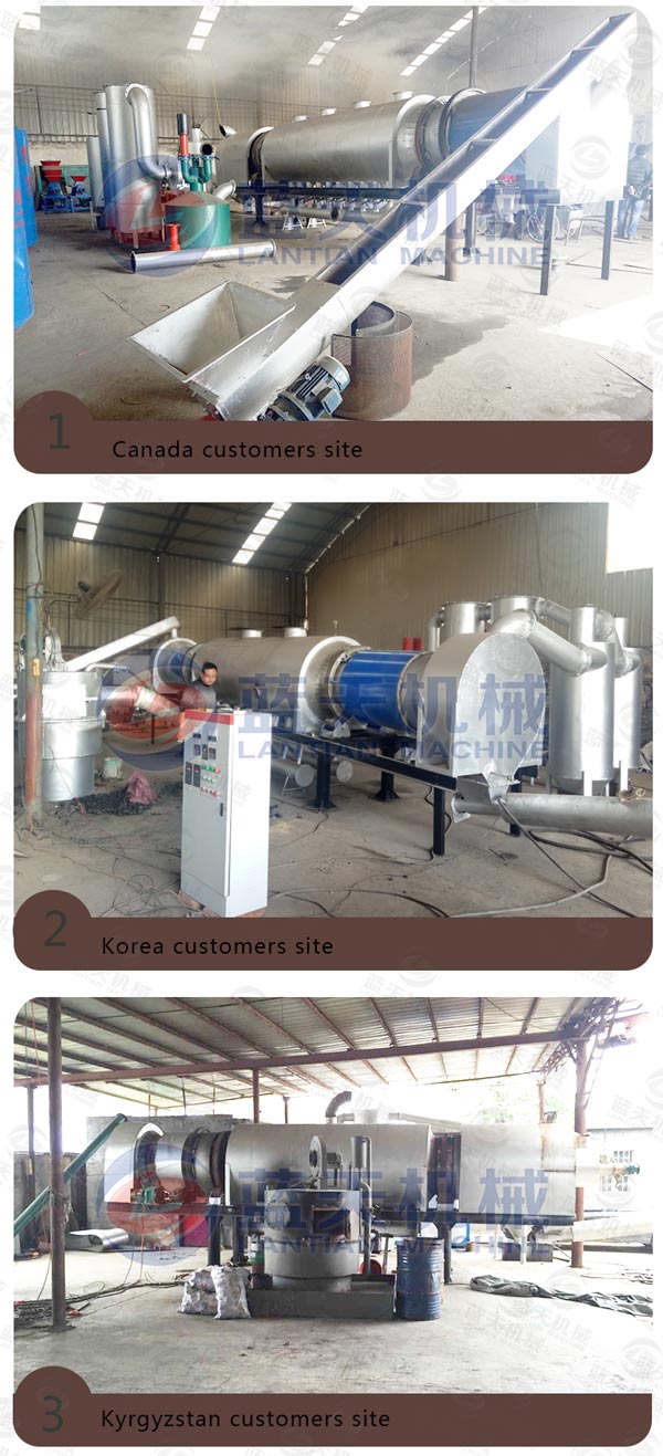 Customers site of wood charcoal carbonization furnace