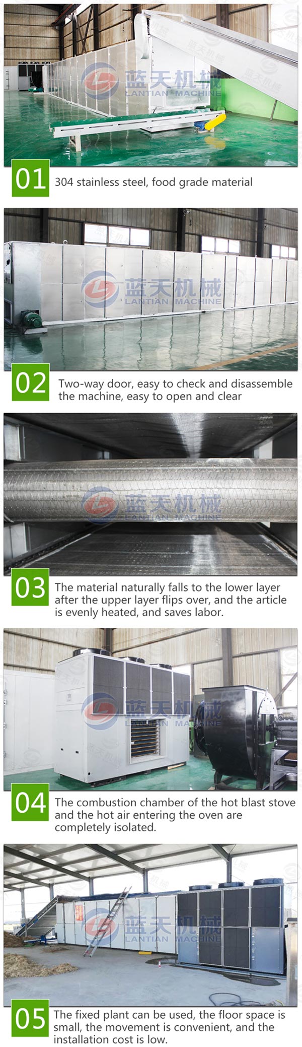 Details of mesh belt dryer